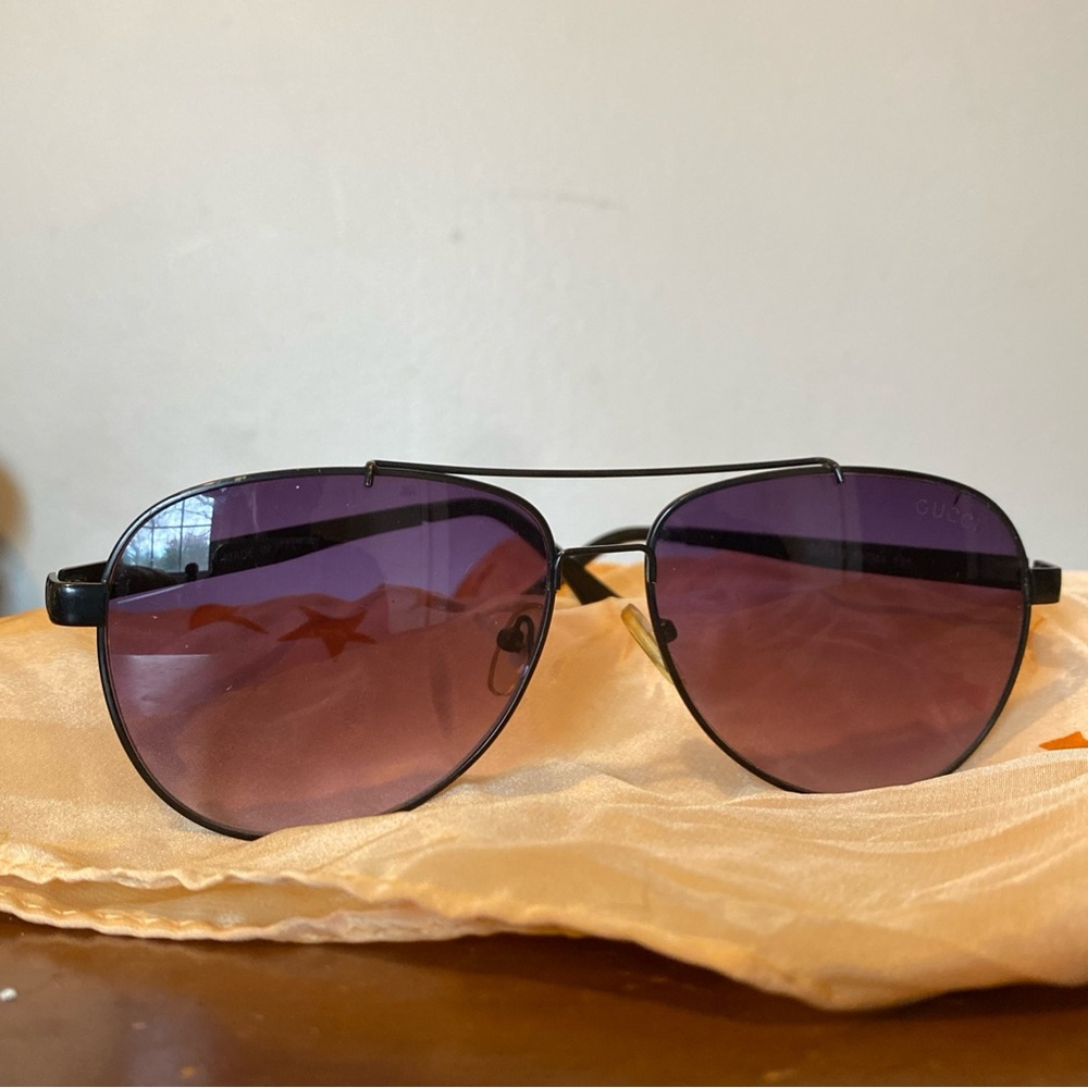 Gucci Aviator Black Metal Frame and Purple Gradient Lenses Sunglasses GG1912